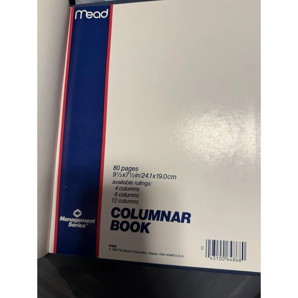 Vintage Mead Columnar Book 4/6/12 Column 80 Pgs Blue Hard Cover Never Used 1986
